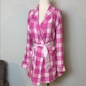 VICTORIA’s SECRET Pink Checkered Flannel Women's Robe ~ XS/S